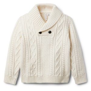 JANIE AND JACK • Cable Knit Shawl Collar Sweater, Size 18-24 Months